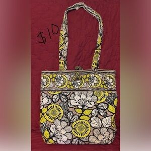 Vera Bradley Yellow and Black Floral Tote Bag